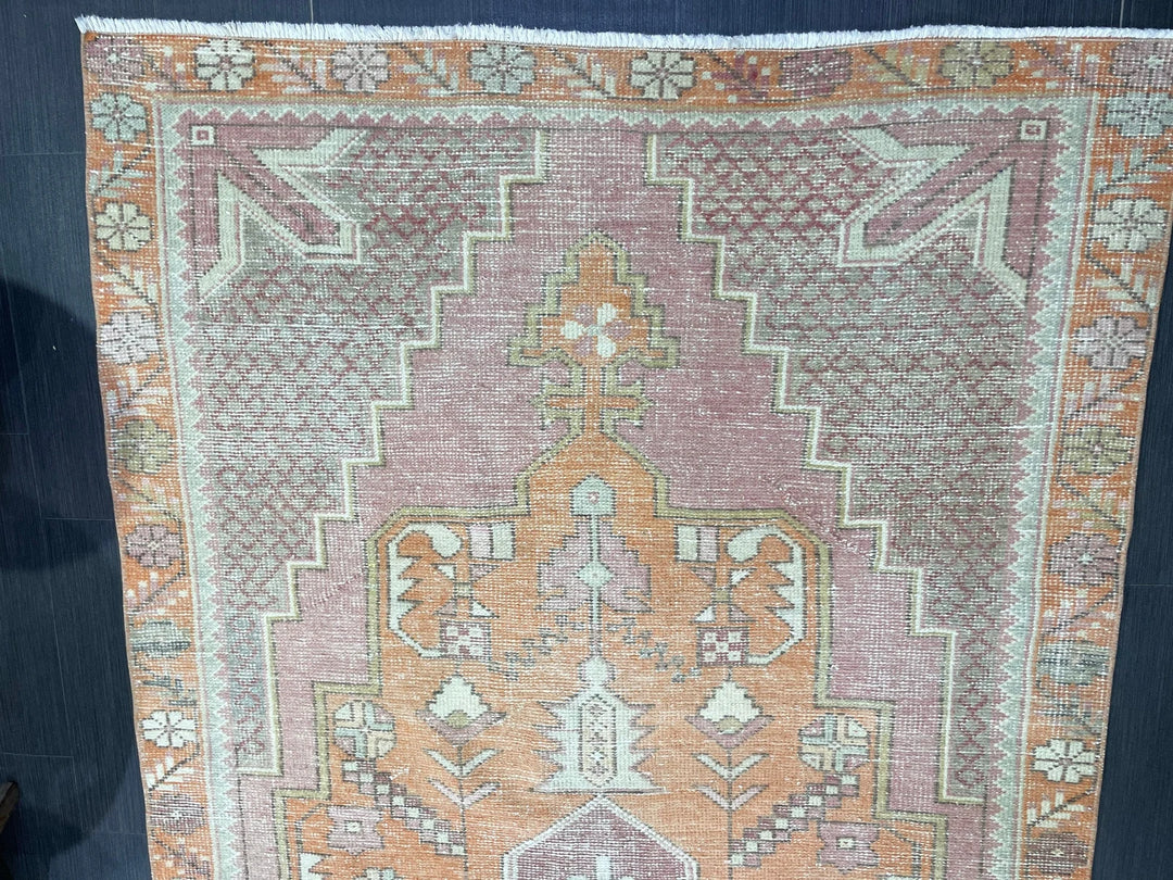 Orange Turkish Runner Rug 4' 5" x 8' 6" Hand-Knotted | No. WR69006
