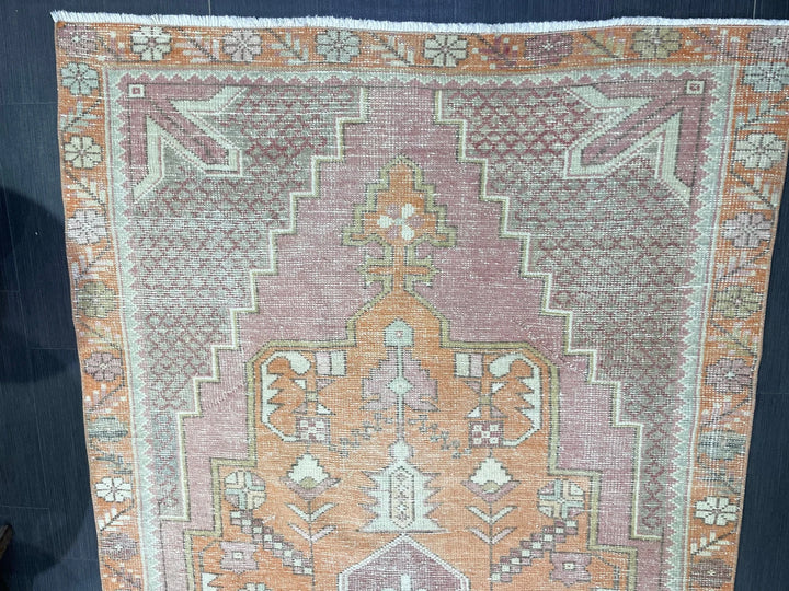 Orange Turkish Runner Rug 4' 5" x 8' 6" Hand-Knotted | No. WR69006