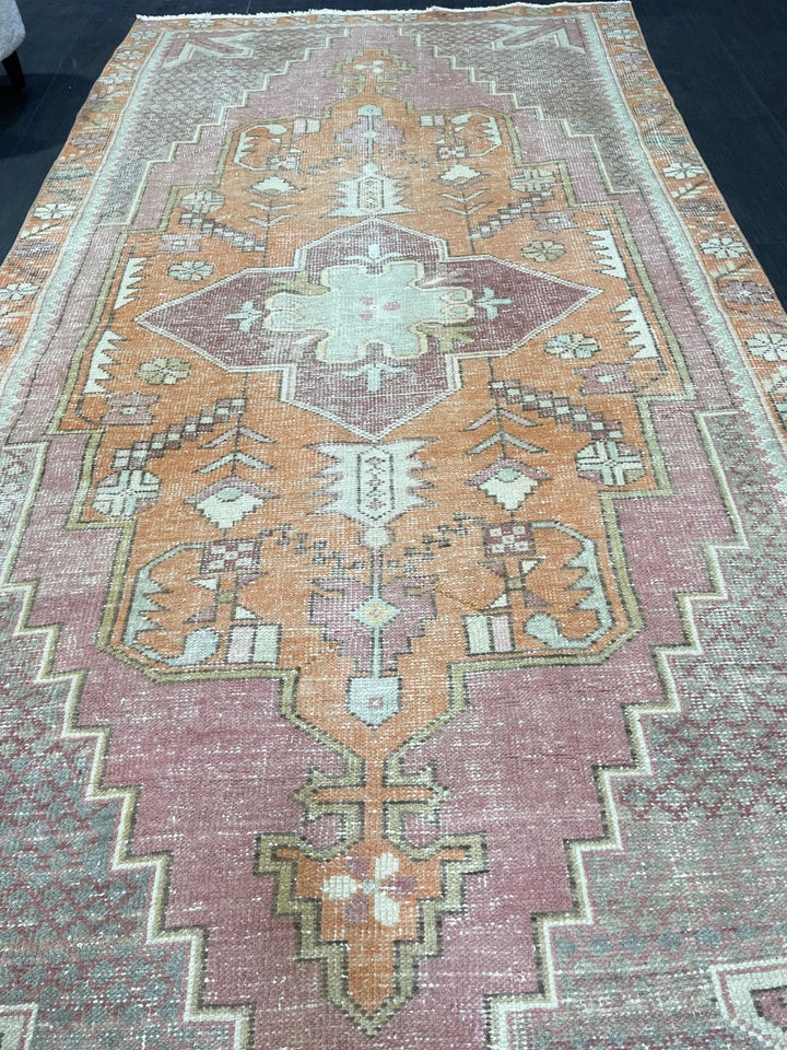 Orange Turkish Runner Rug 4' 5" x 8' 6" Hand-Knotted | No. WR69006