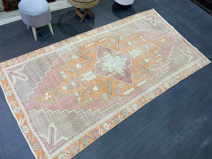 Orange Turkish Runner Rug 4' 5" x 8' 6" Hand-Knotted | No. WR69006