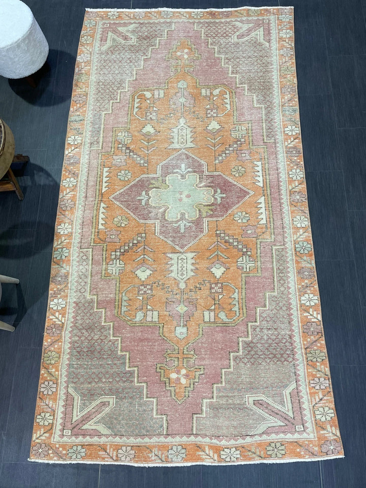 Orange Turkish Runner Rug 4' 5" x 8' 6" Hand-Knotted | No. WR69006