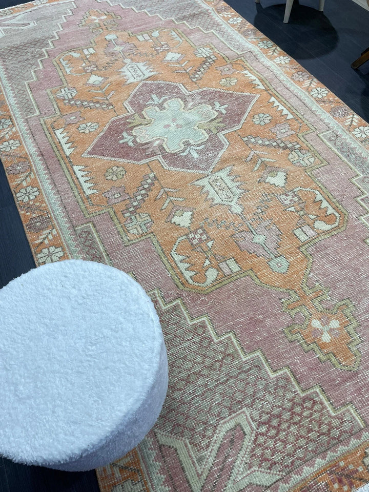 Orange Turkish Runner Rug 4' 5" x 8' 6" Hand-Knotted | No. WR69006