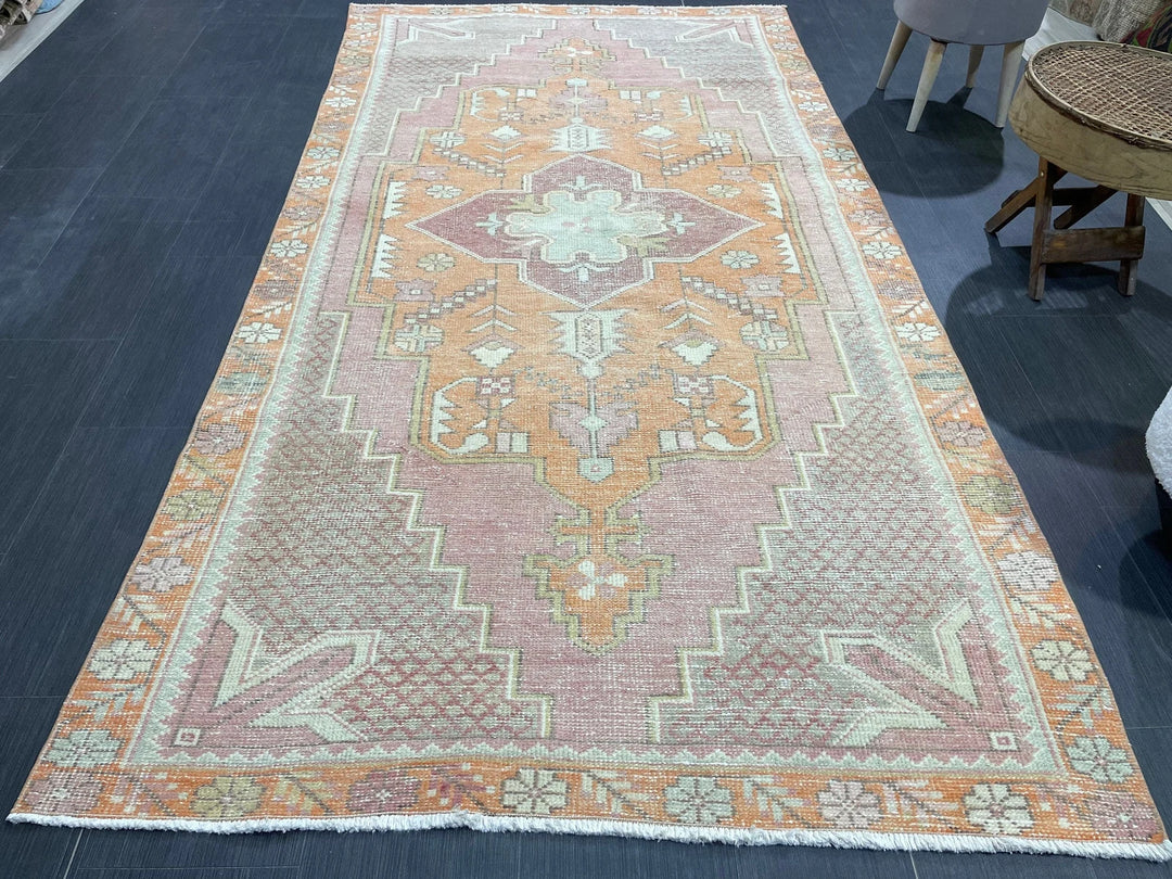 Orange Turkish Runner Rug 4' 5" x 8' 6" Hand-Knotted | No. WR69006