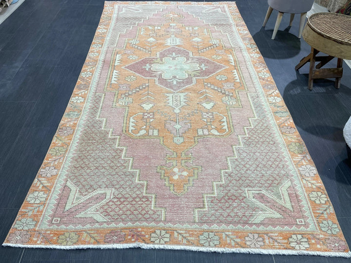 Orange Turkish Runner Rug 4' 5" x 8' 6" Hand-Knotted | No. WR69006