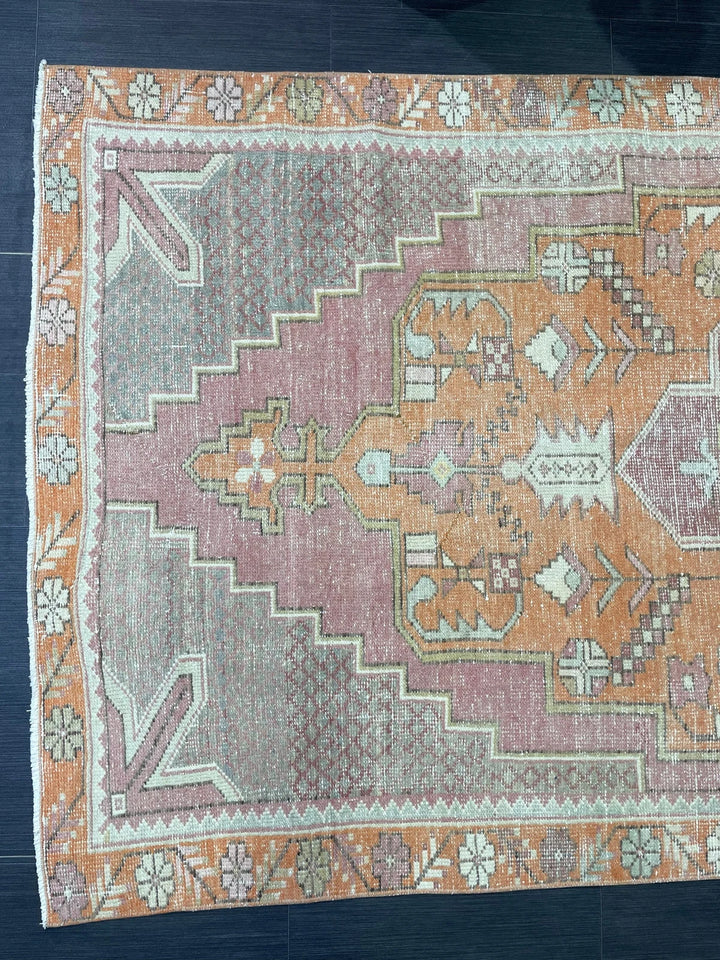 Orange Turkish Runner Rug 4' 5" x 8' 6" Hand-Knotted | No. WR69006
