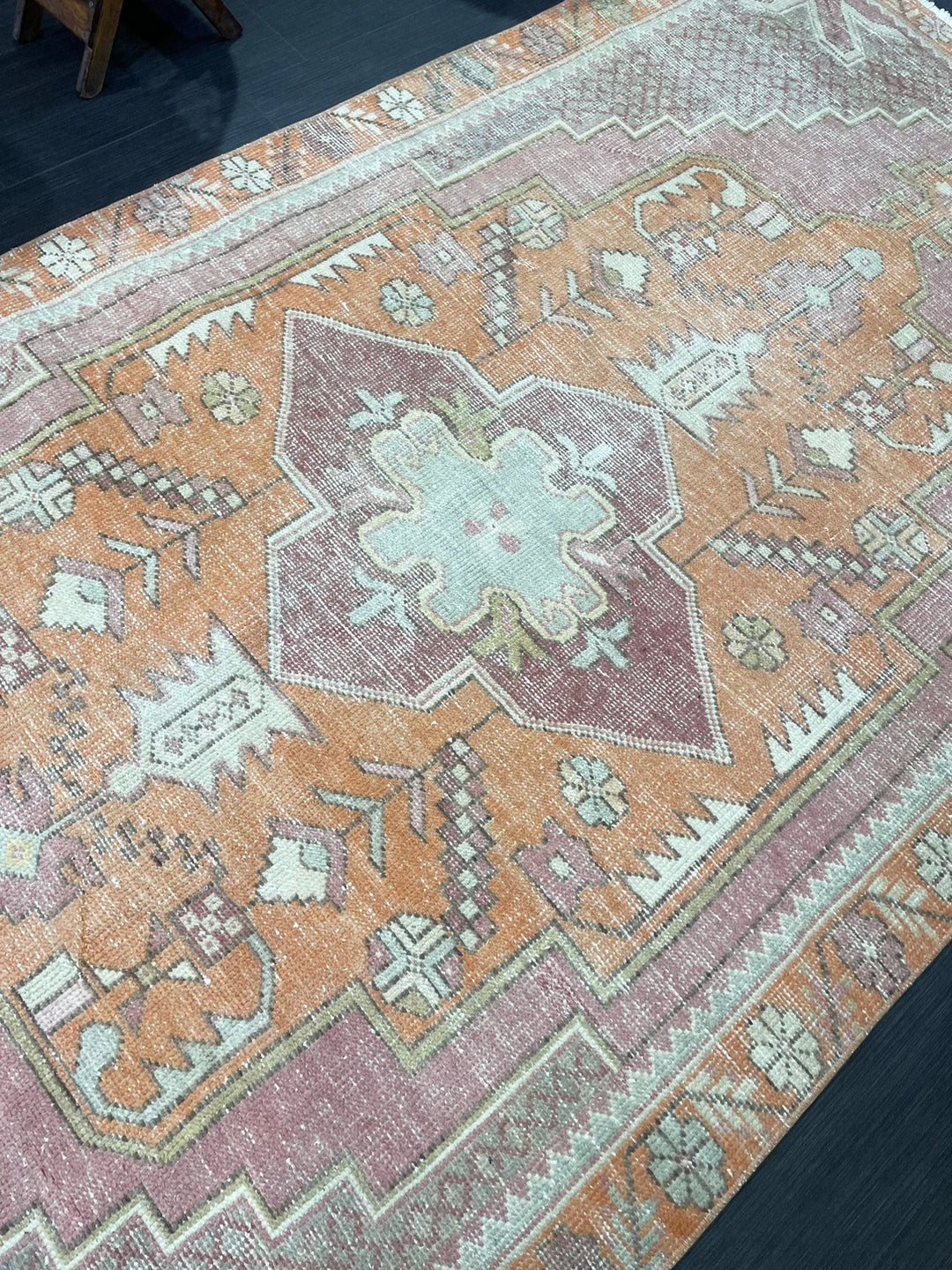 Orange Turkish Runner Rug 4' 5" x 8' 6" Hand-Knotted | No. WR69006