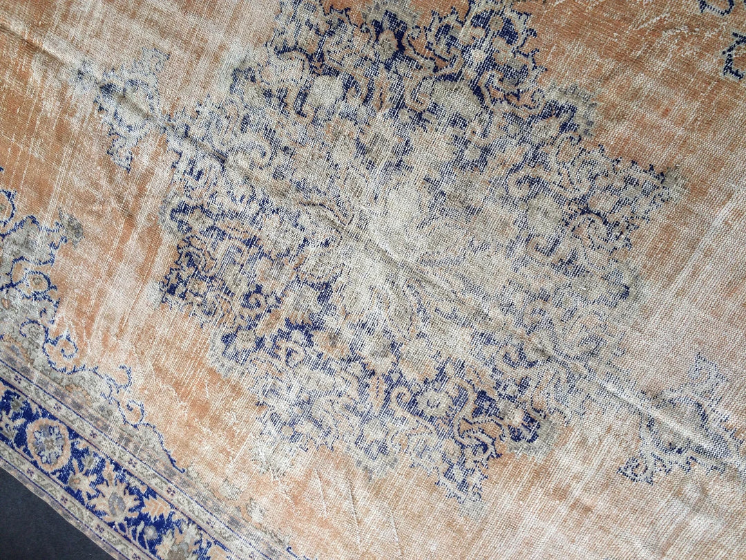 Beige Turkish Runner Rug 7' 8" x 11' Hand-Knotted | No. WR69073