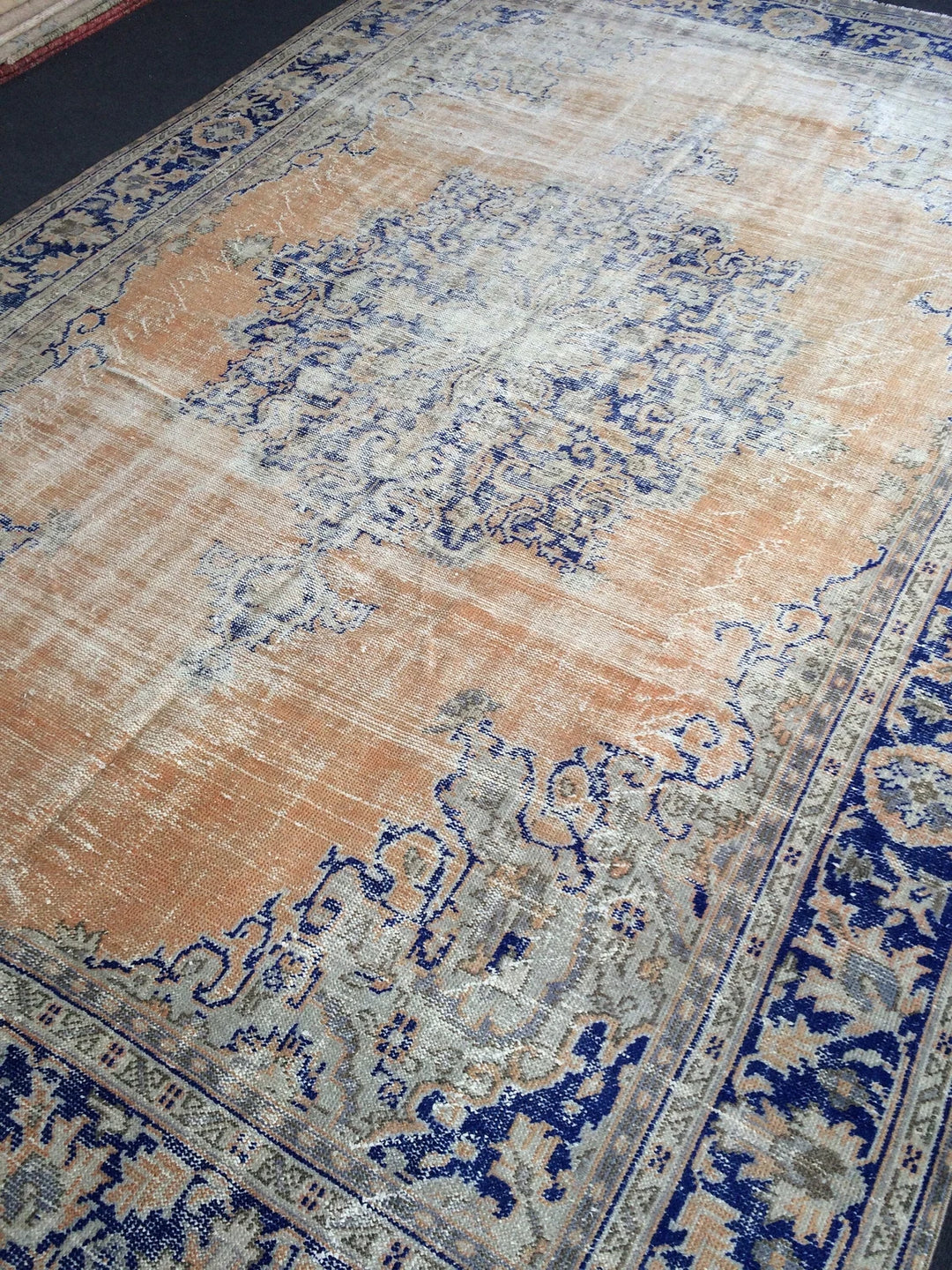 Beige Turkish Runner Rug 7' 8" x 11' Hand-Knotted | No. WR69073