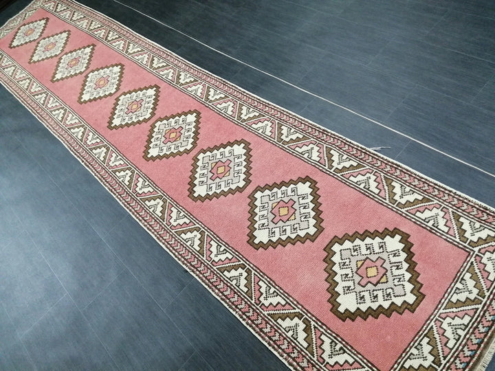 Pink Turkish Runner Rug 2' 9" x 12' 8" Hand-Knotted | No. WR69252