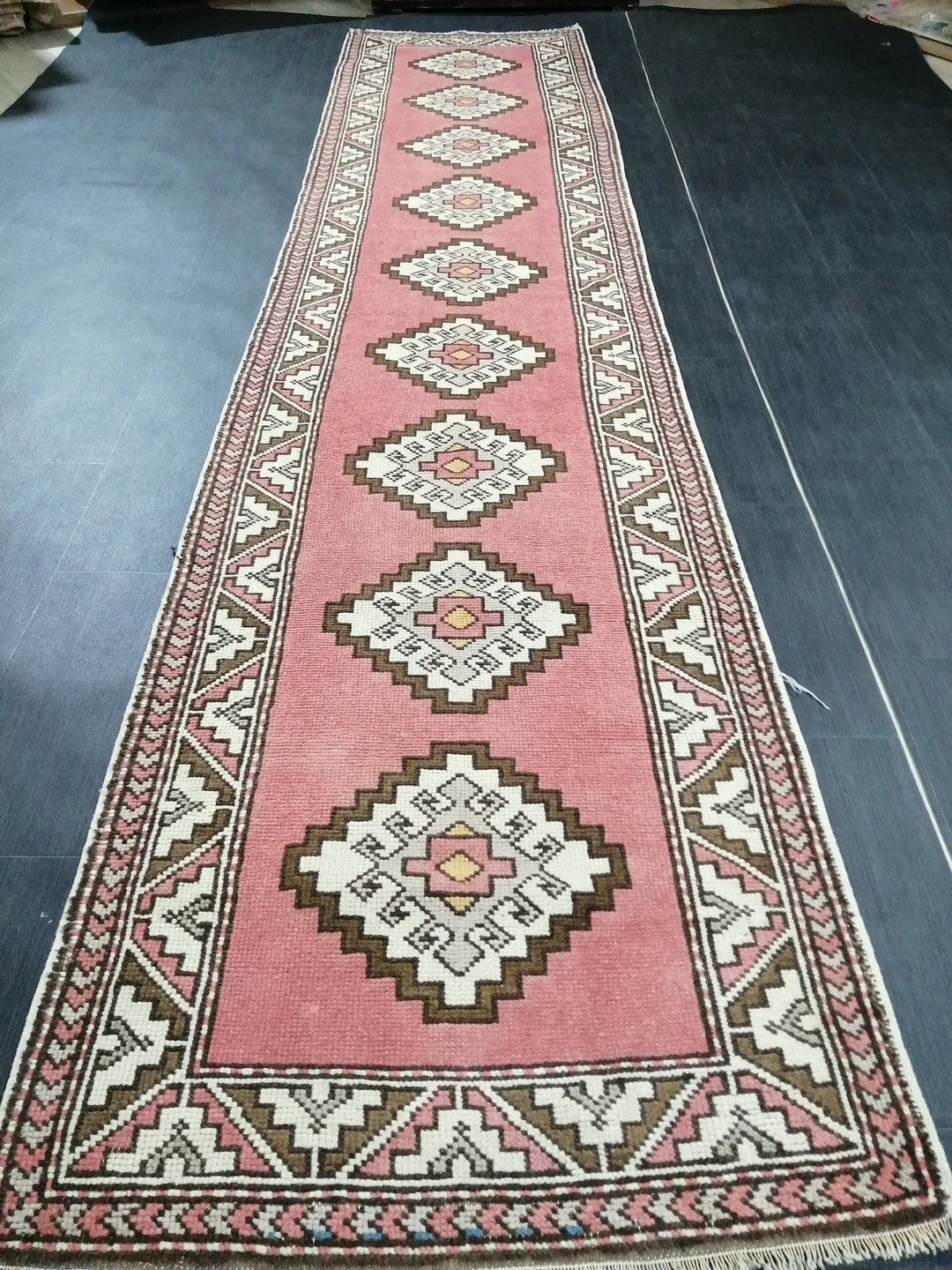 Pink Turkish Runner Rug 2' 9" x 12' 8" Hand-Knotted | No. WR69252