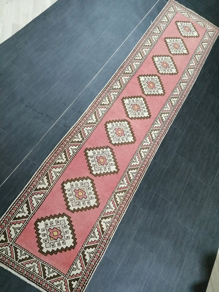 Pink Turkish Runner Rug 2' 9" x 12' 8" Hand-Knotted | No. WR69252