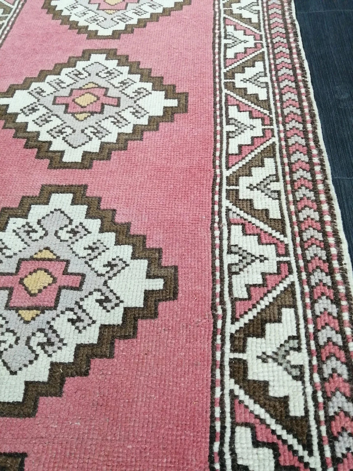 Pink Turkish Runner Rug 2' 9" x 12' 8" Hand-Knotted | No. WR69252