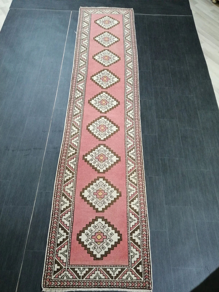 Pink Turkish Runner Rug 2' 9" x 12' 8" Hand-Knotted | No. WR69252