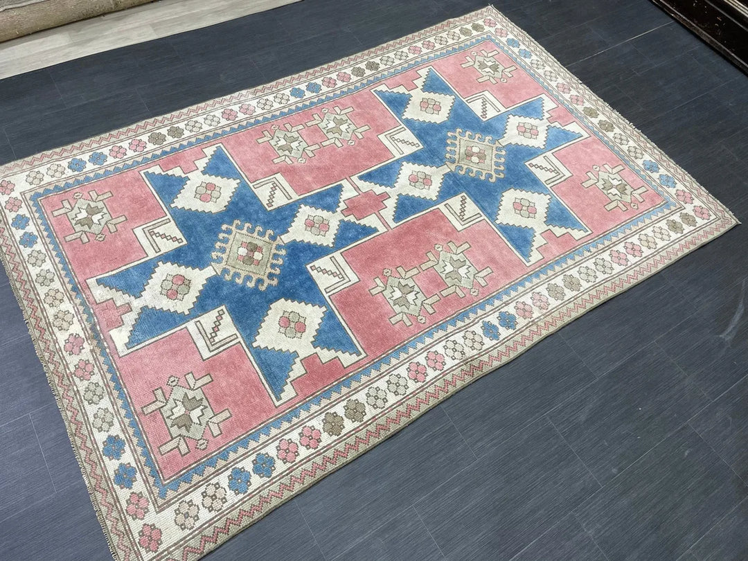 Blue Turkish Oushak Rug 5' 1" x 7' 10" Hand-Knotted | No. WR69383