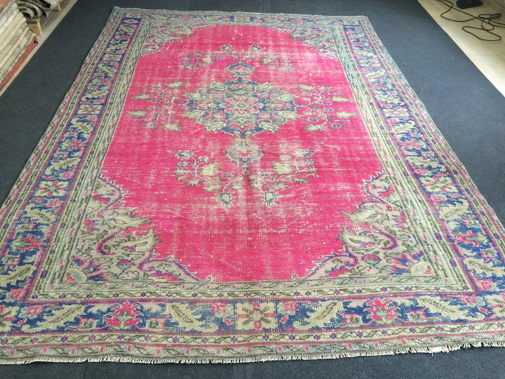 Pink Turkish Runner Rug 6' 10" x 10' Hand-Knotted | No. WR69490