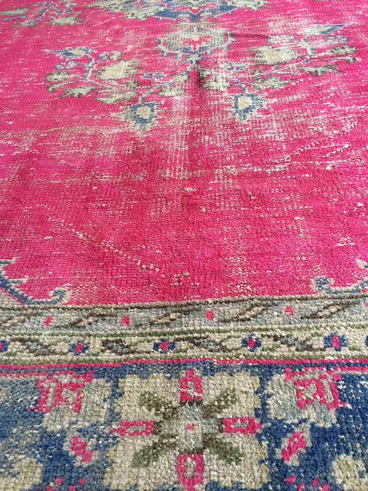 Pink Turkish Runner Rug 6' 10" x 10' Hand-Knotted | No. WR69490