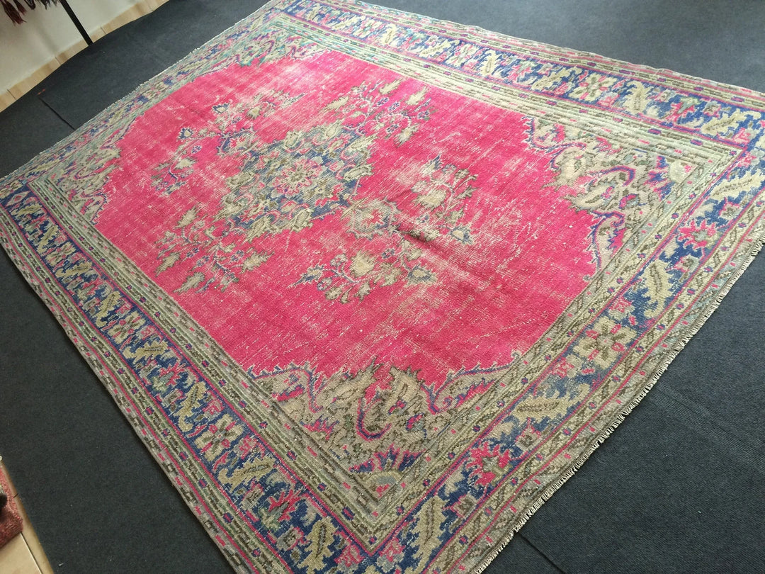 Pink Turkish Runner Rug 6' 10" x 10' Hand-Knotted | No. WR69490