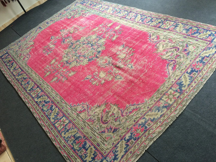 Pink Turkish Runner Rug 6' 10" x 10' Hand-Knotted | No. WR69490