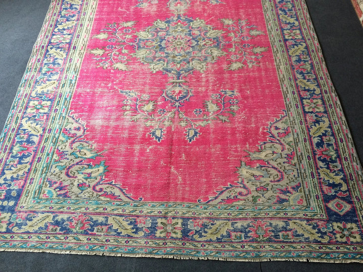 Pink Turkish Runner Rug 6' 10" x 10' Hand-Knotted | No. WR69490