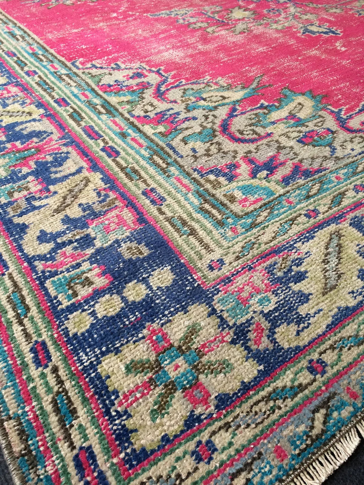 Pink Turkish Runner Rug 6' 10" x 10' Hand-Knotted | No. WR69490