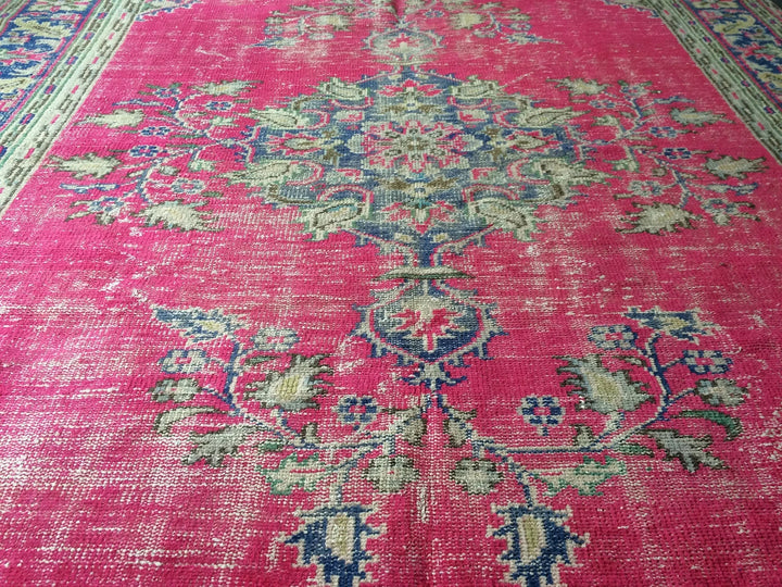 Pink Turkish Runner Rug 6' 10" x 10' Hand-Knotted | No. WR69490