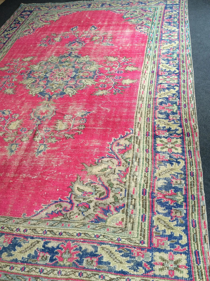 Pink Turkish Runner Rug 6' 10" x 10' Hand-Knotted | No. WR69490