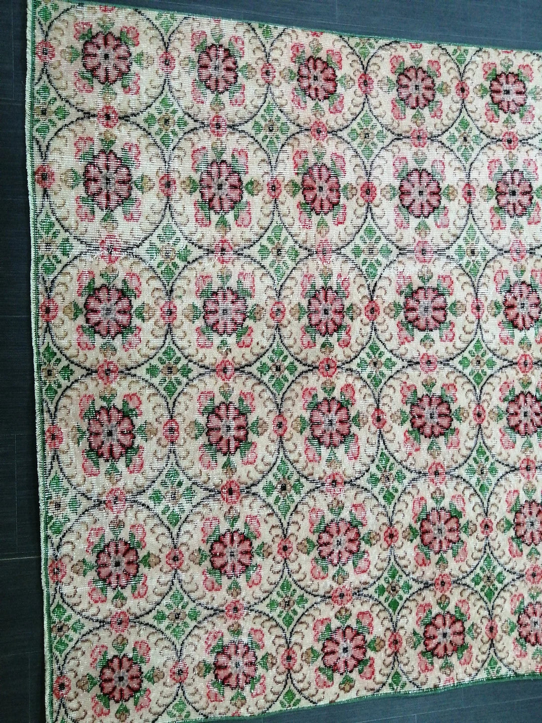 Green Turkish Runner Rug 5' 3" x 8' 6" Hand-Knotted | No. WR69632