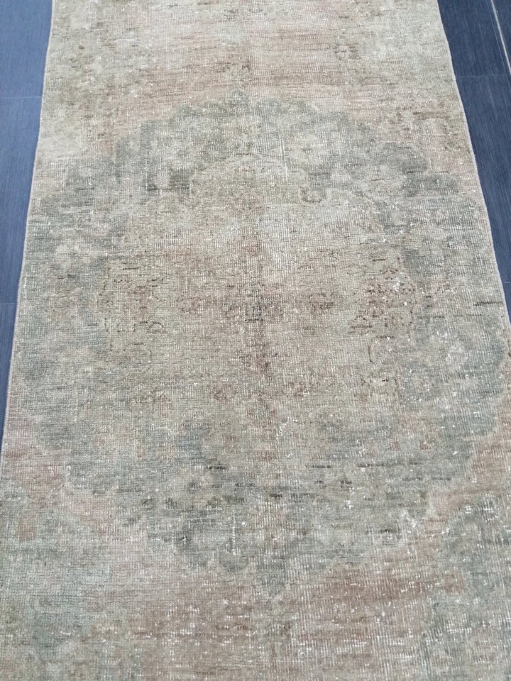 Tan Turkish Runner Rug 2' 11" x 13' 1" Hand-Knotted | No. WR69645
