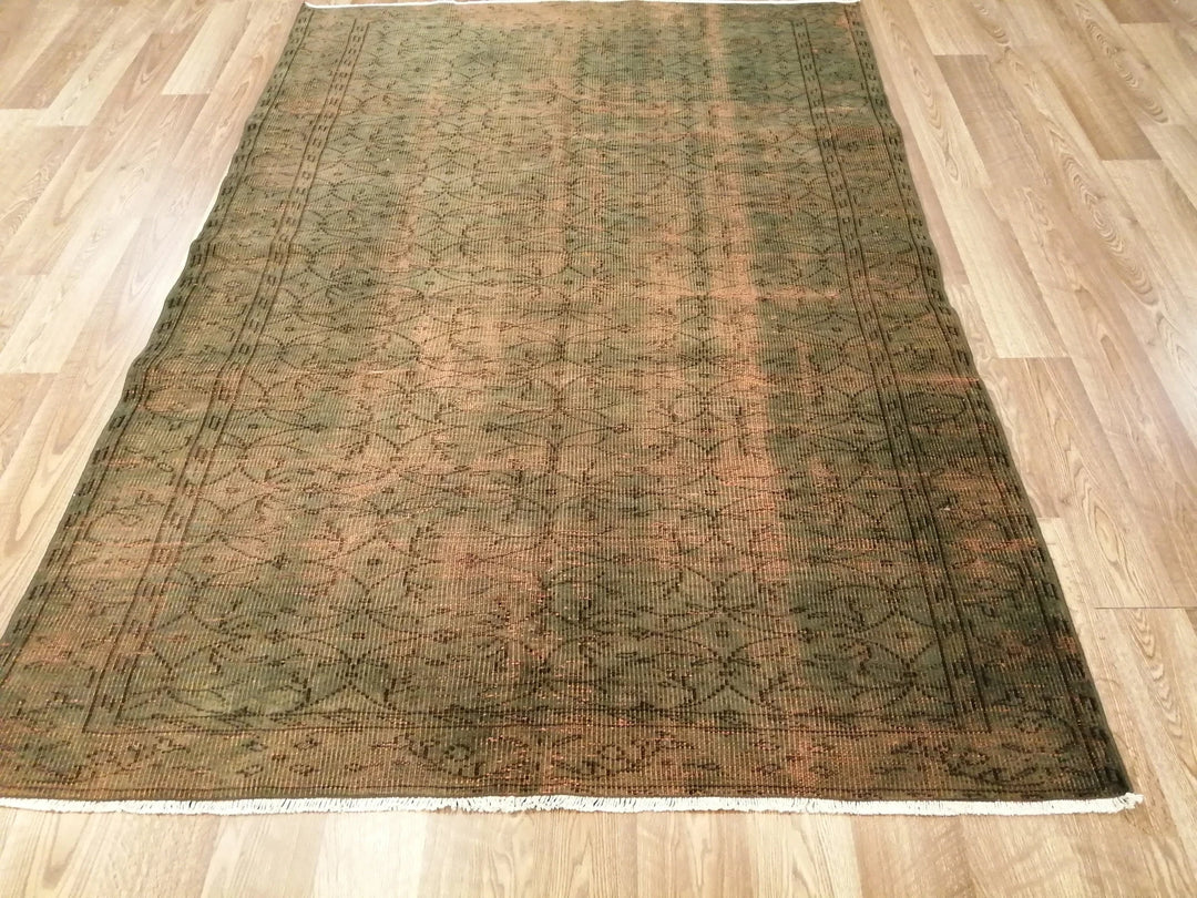 Rust Turkish Runner Rug 7' 11" x 8' 6" Hand-Knotted | No. WR70173