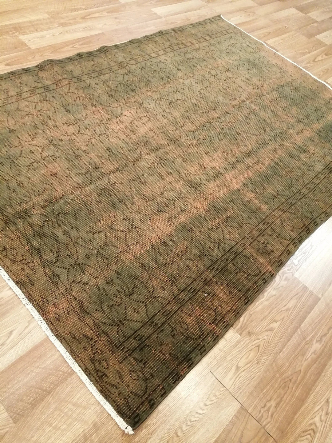 Rust Turkish Runner Rug 7' 11" x 8' 6" Hand-Knotted | No. WR70173
