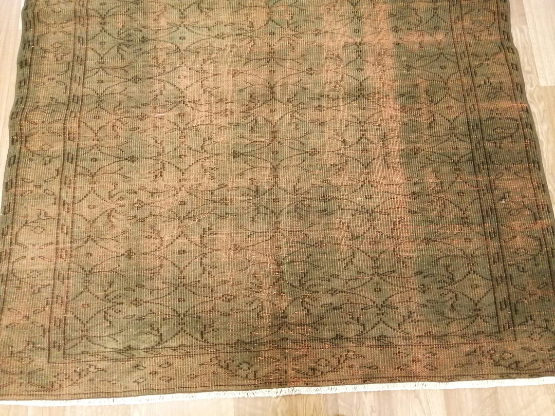 Rust Turkish Runner Rug 7' 11" x 8' 6" Hand-Knotted | No. WR70173