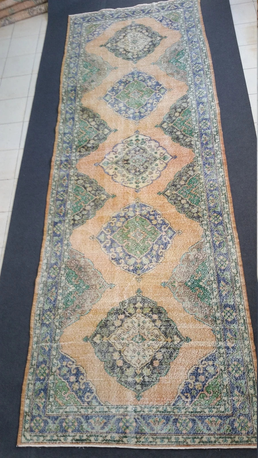Beige Turkish Runner Rug 4' 10" x 14' Hand-Knotted | No. WR70437