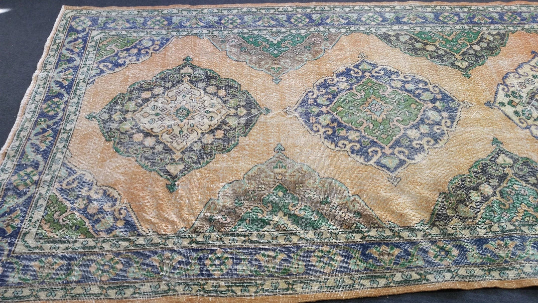 Beige Turkish Runner Rug 4' 10" x 14' Hand-Knotted | No. WR70437