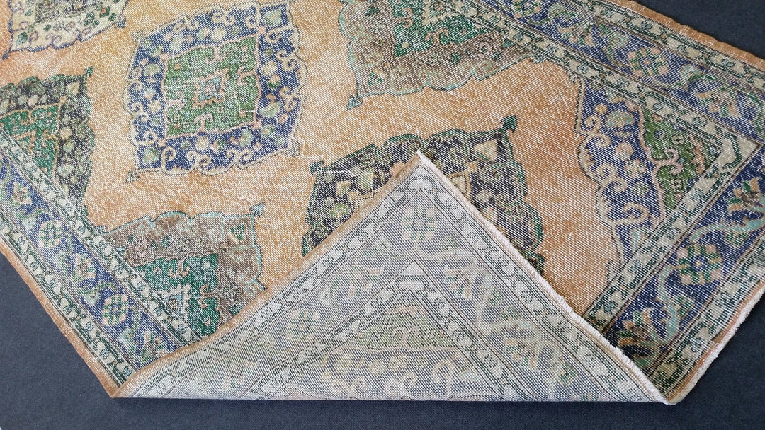 Beige Turkish Runner Rug 4' 10" x 14' Hand-Knotted | No. WR70437