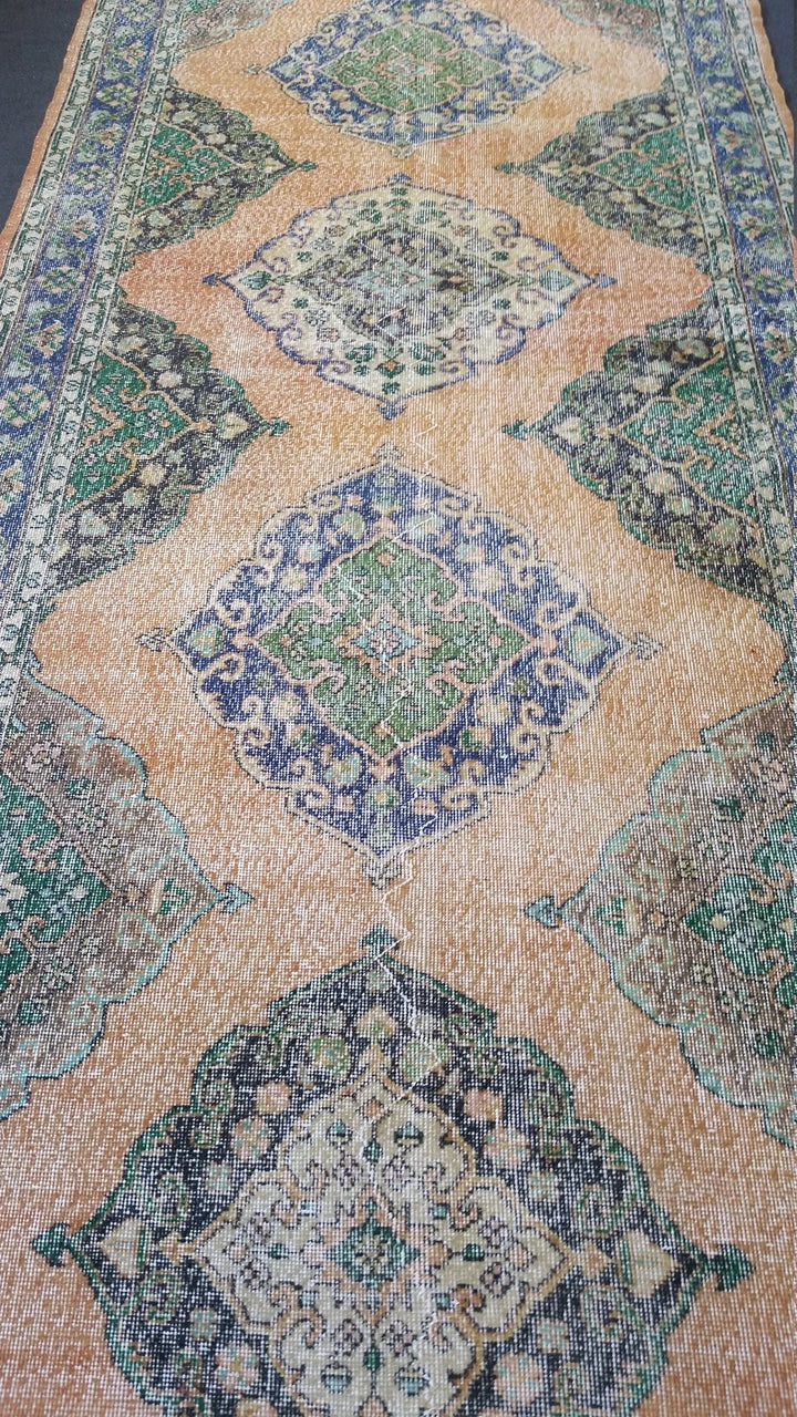 Beige Turkish Runner Rug 4' 10" x 14' Hand-Knotted | No. WR70437