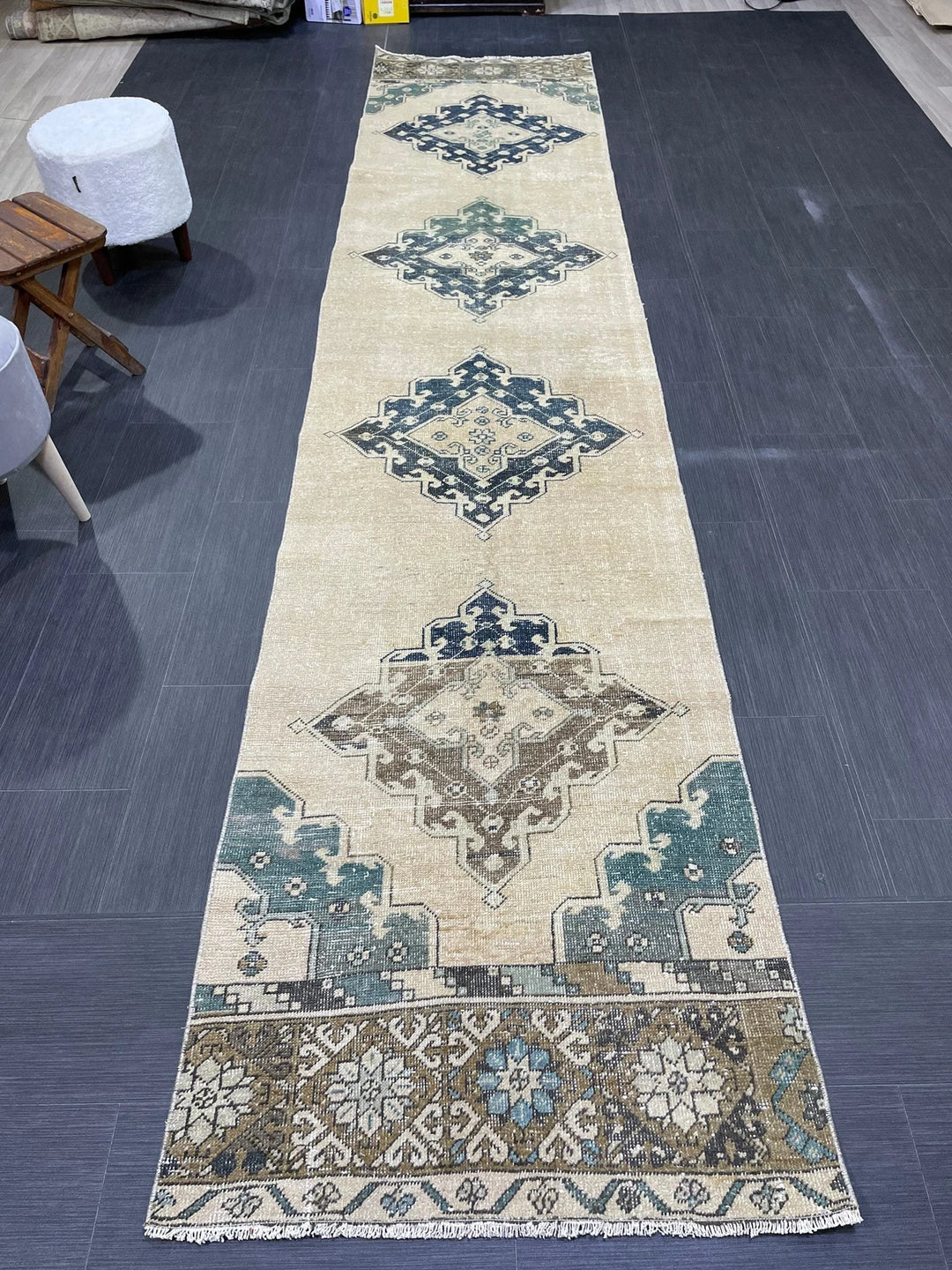 Turkish Runner Rug 2' 9" x 12' 10" Hand-Knotted | No. WR70587