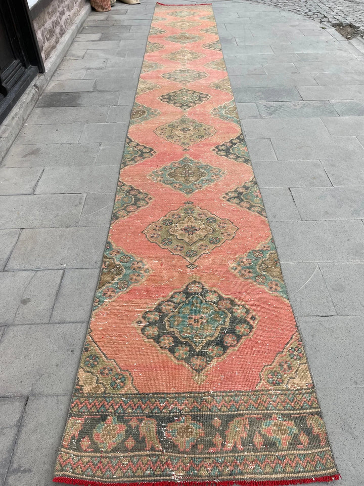 Red Turkish Runner Rug 2' 9" x 20' 3" Hand-Knotted | No. WR70849