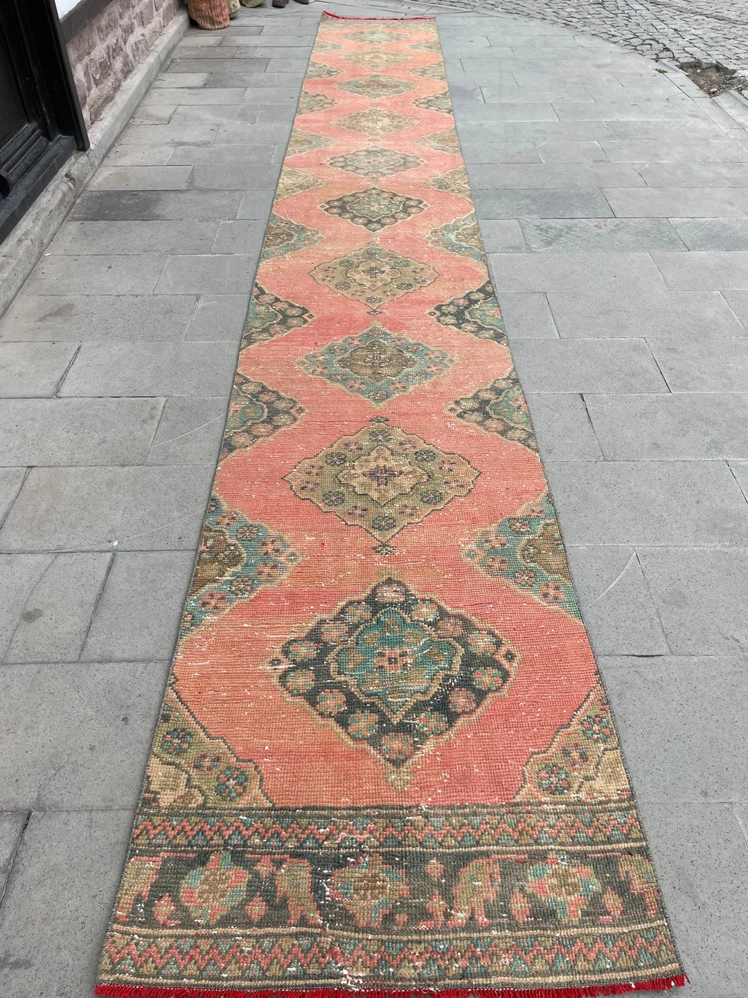 Red Turkish Runner Rug 2' 9" x 20' 3" Hand-Knotted | No. WR70849