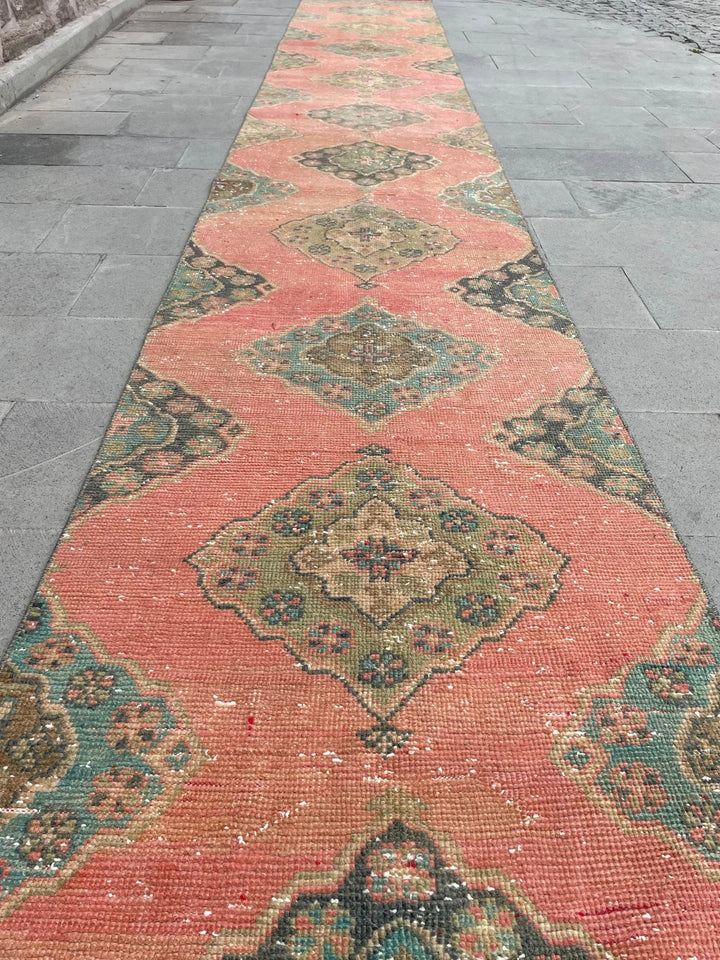 Red Turkish Runner Rug 2' 9" x 20' 3" Hand-Knotted | No. WR70849