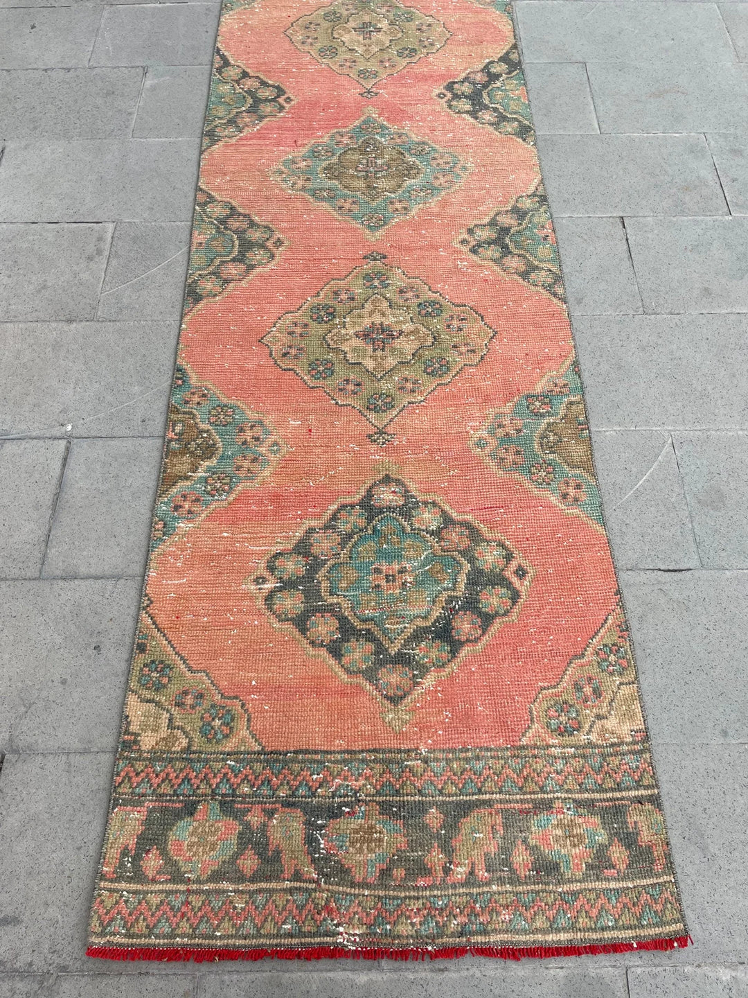 Red Turkish Runner Rug 2' 9" x 20' 3" Hand-Knotted | No. WR70849