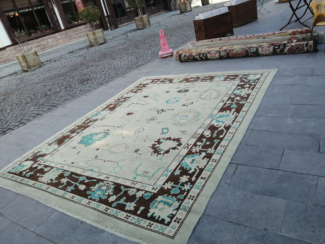 Beige Turkish Runner Rug 8' 10" x 11' 4" Hand-Knotted | No. WR71524