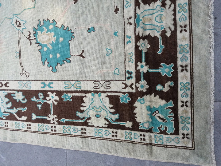 Beige Turkish Runner Rug 8' 10" x 11' 4" Hand-Knotted | No. WR71524