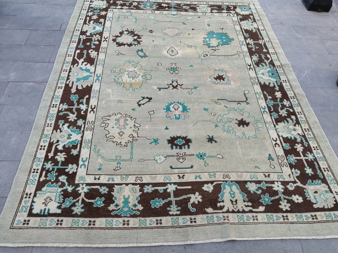 Beige Turkish Runner Rug 8' 10" x 11' 4" Hand-Knotted | No. WR71524