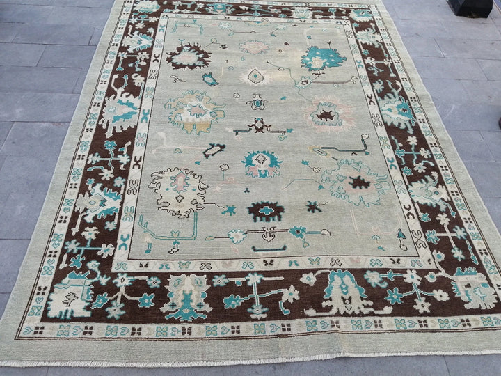 Beige Turkish Runner Rug 8' 10" x 11' 4" Hand-Knotted | No. WR71524