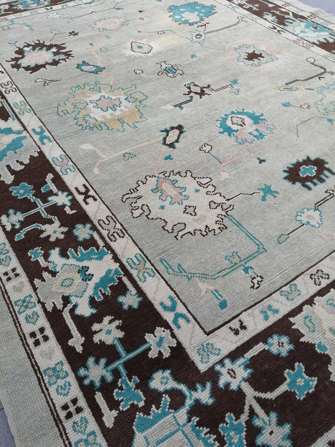Beige Turkish Runner Rug 8' 10" x 11' 4" Hand-Knotted | No. WR71524