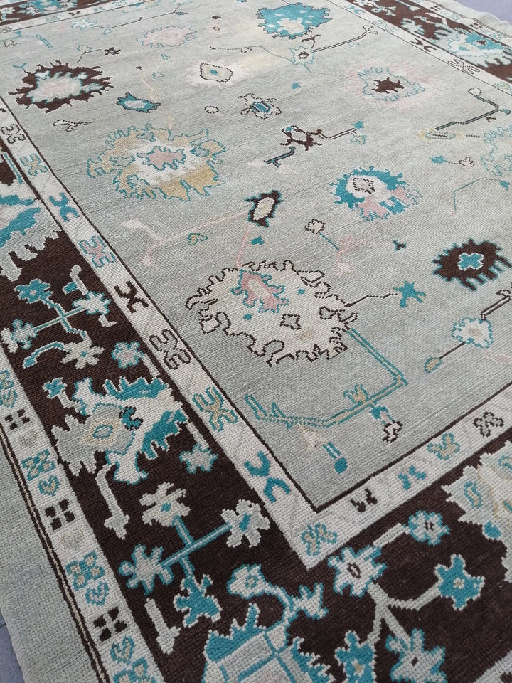Beige Turkish Runner Rug 8' 10" x 11' 4" Hand-Knotted | No. WR71524