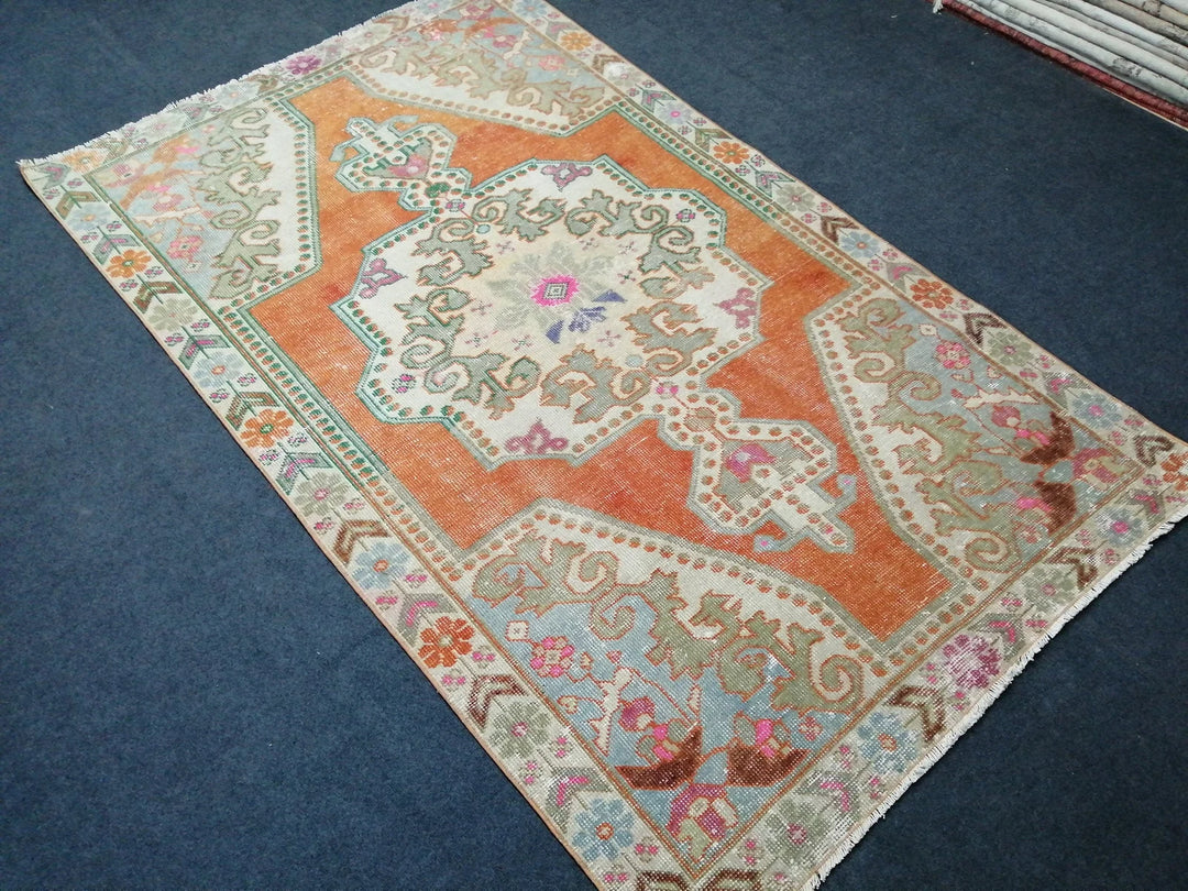 Rust Turkish Runner Rug 4' 6" x 7' 4" Hand-Knotted | No. WR71588