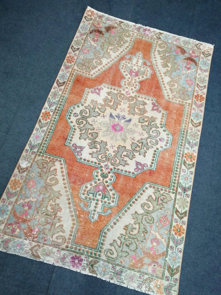 Rust Turkish Runner Rug 4' 6" x 7' 4" Hand-Knotted | No. WR71588