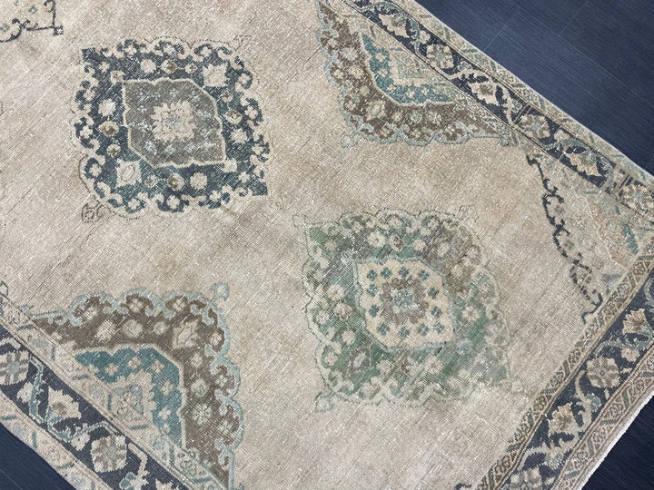 Beige Turkish Runner Rug 4' 8" x 13' Hand-Knotted | No. WR71767