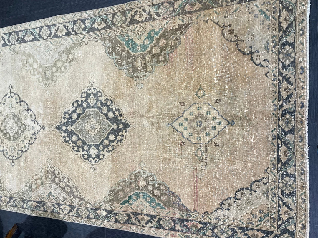 Beige Turkish Runner Rug 4' 8" x 13' Hand-Knotted | No. WR71767